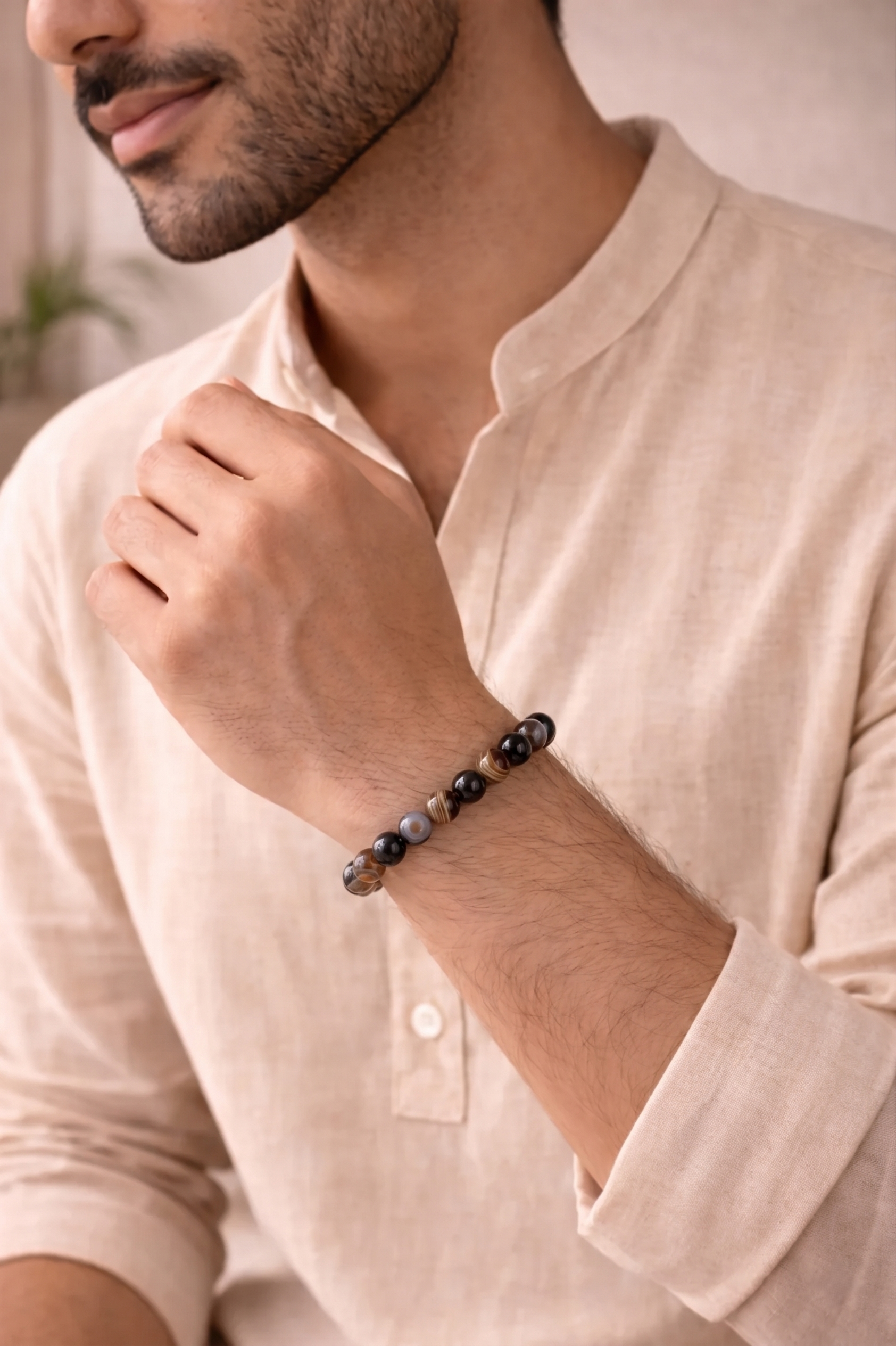 Black Agate (Sulemani Haqiq) Band Bracelet