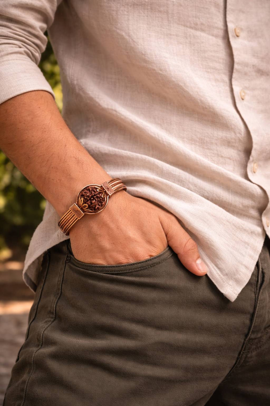 5 Mukhi Original Nepali Rudraksha Copper Bracelet