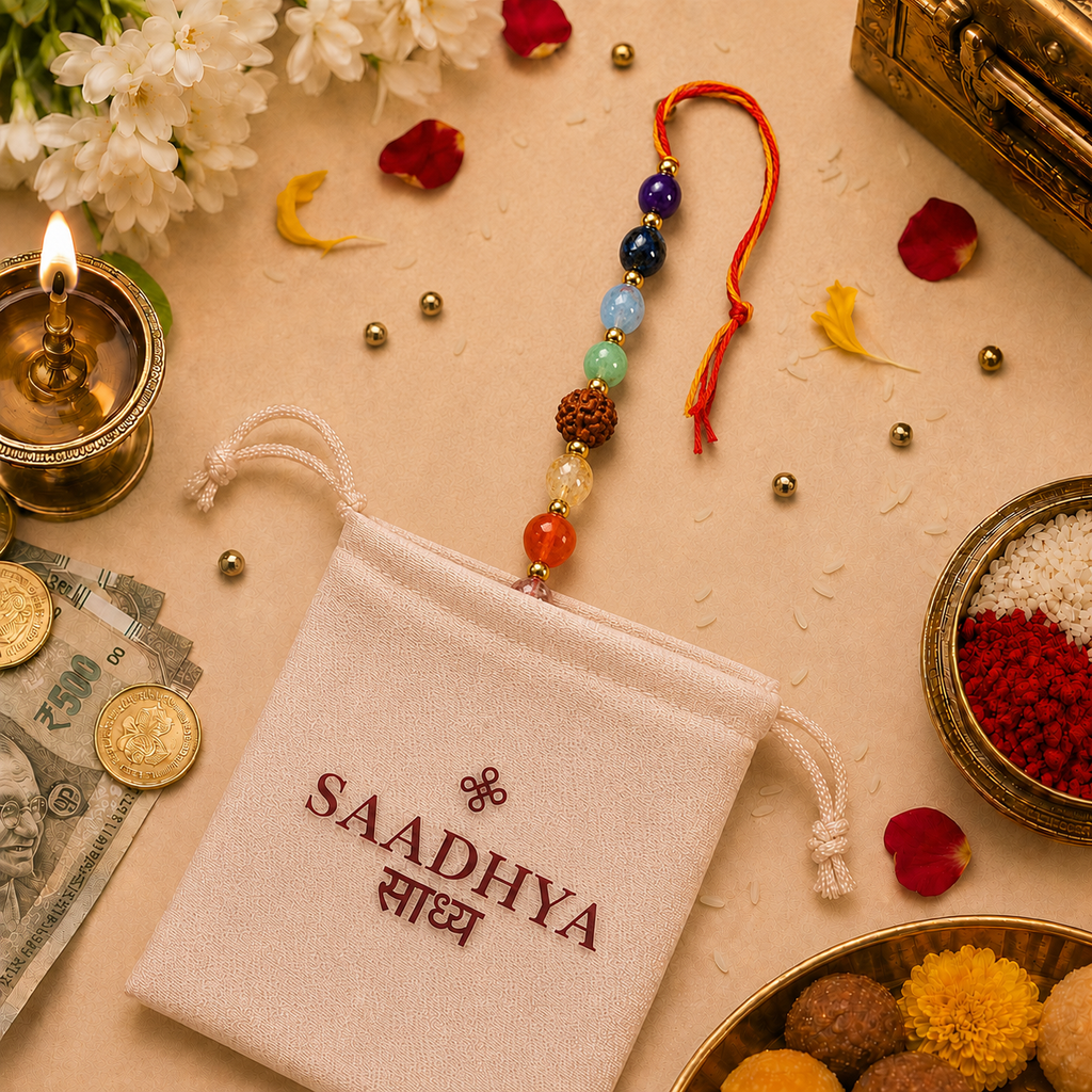 7 Chakra Stone Rakhi with Rudraksha