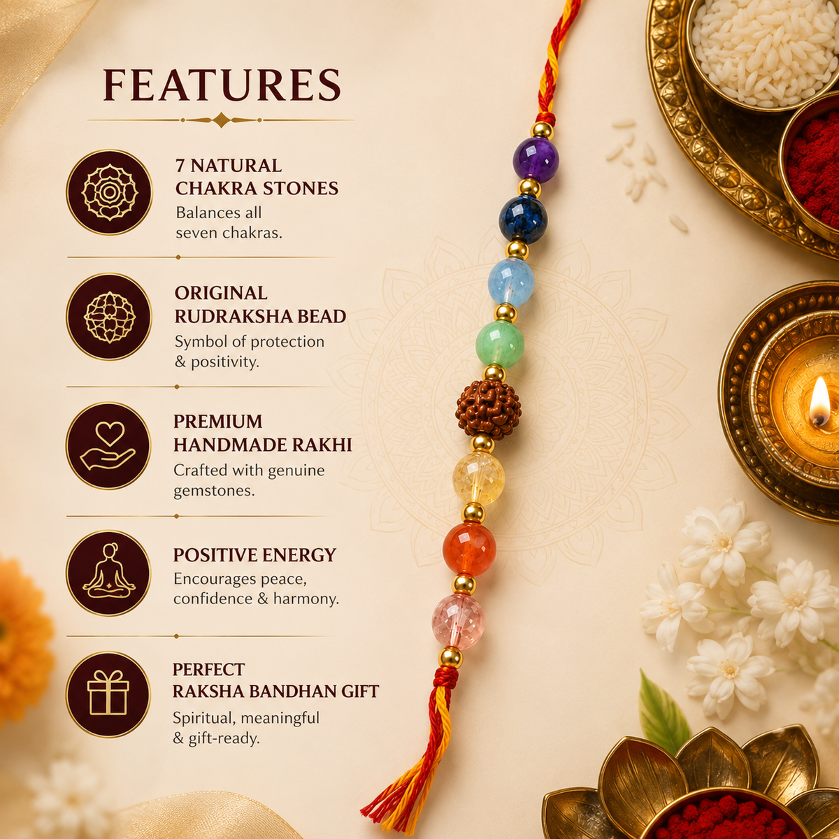 7 Chakra Stone Thread fetures
