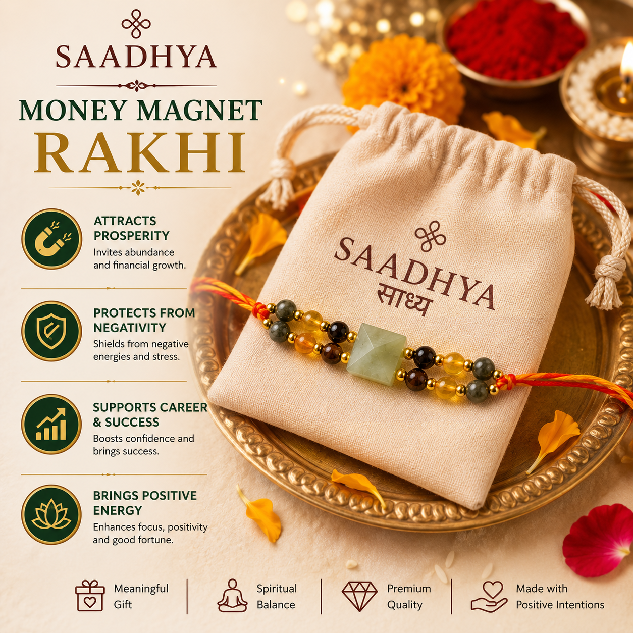Money & Luck Double Layer Rakhi