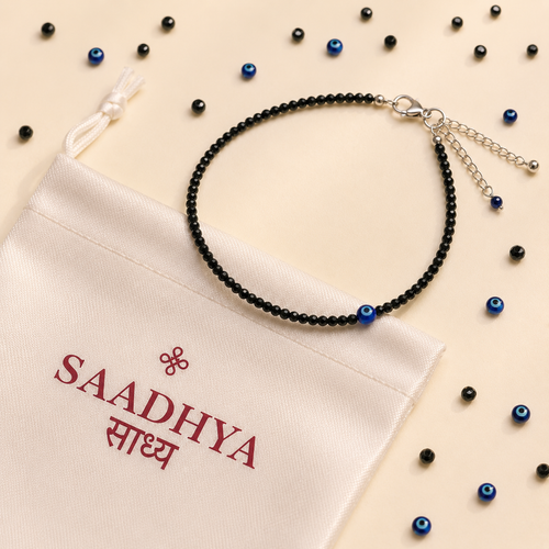 Black obsidian Anklet with Evil Eye Charm