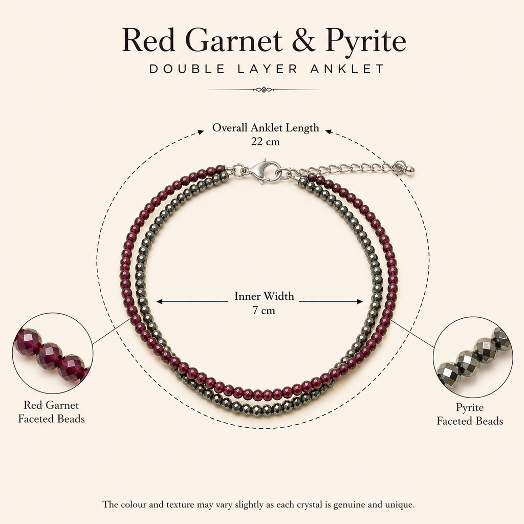 Love & Money - Red Garnet with Pyrite Double Layer Anklet