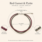 Love & Money - Red Garnet with Pyrite Double Layer Anklet