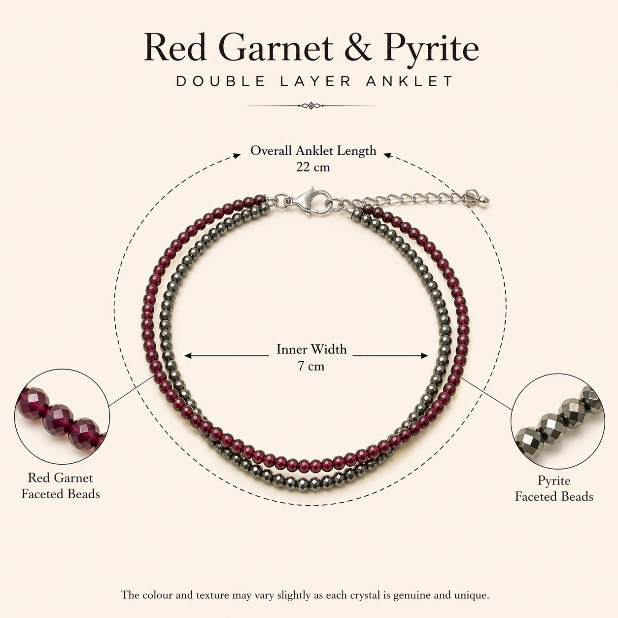 Love & Money - Red Garnet with Pyrite Double Layer Anklet