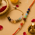 7 Chakra Stone Rakhi with Rudraksha for Bhai and Dhan Labh Rakhi/Bracelet for Bhabhi