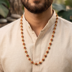 Golden Capped Rudraksha Mala ( Lab Certified)