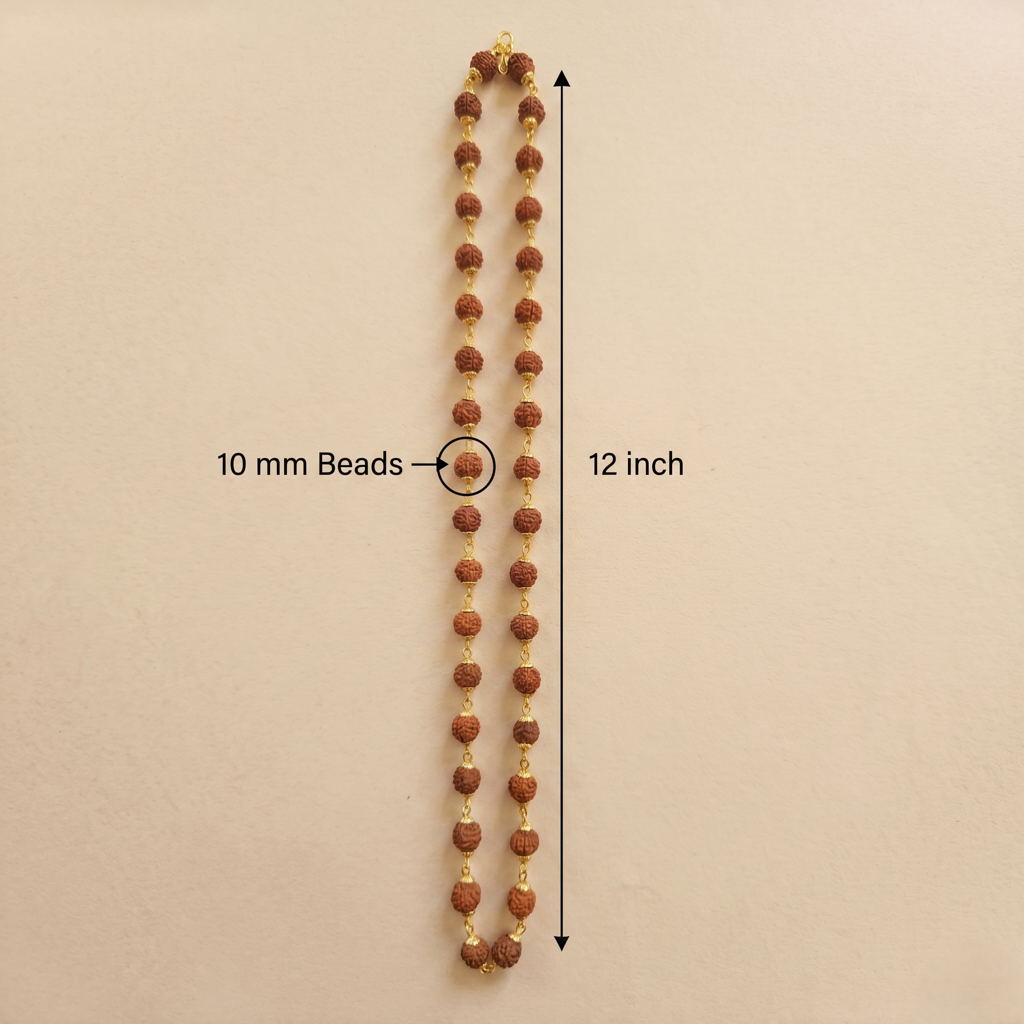Golden Capped Rudraksha Mala ( Lab Certified)