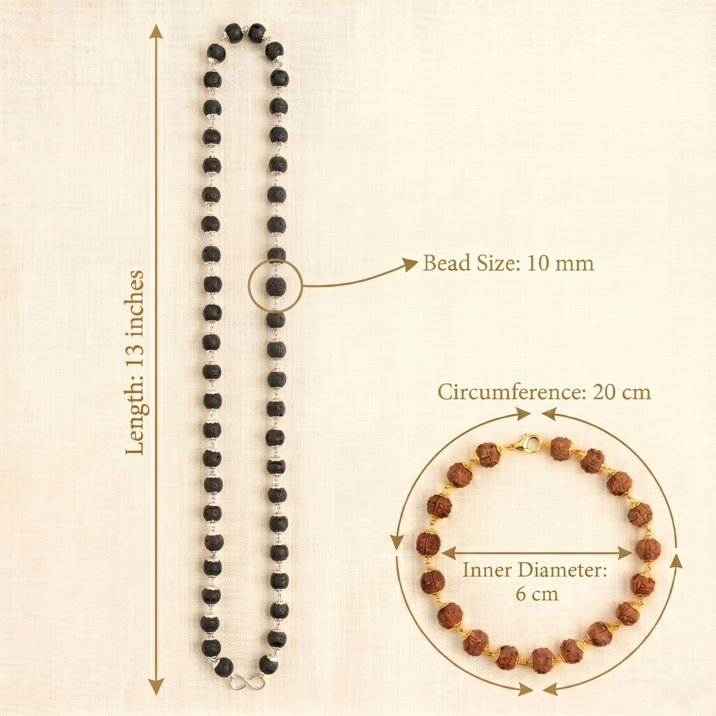 Karungali Silver Capped Mala & Golden Rudraksha Bracelet Combo