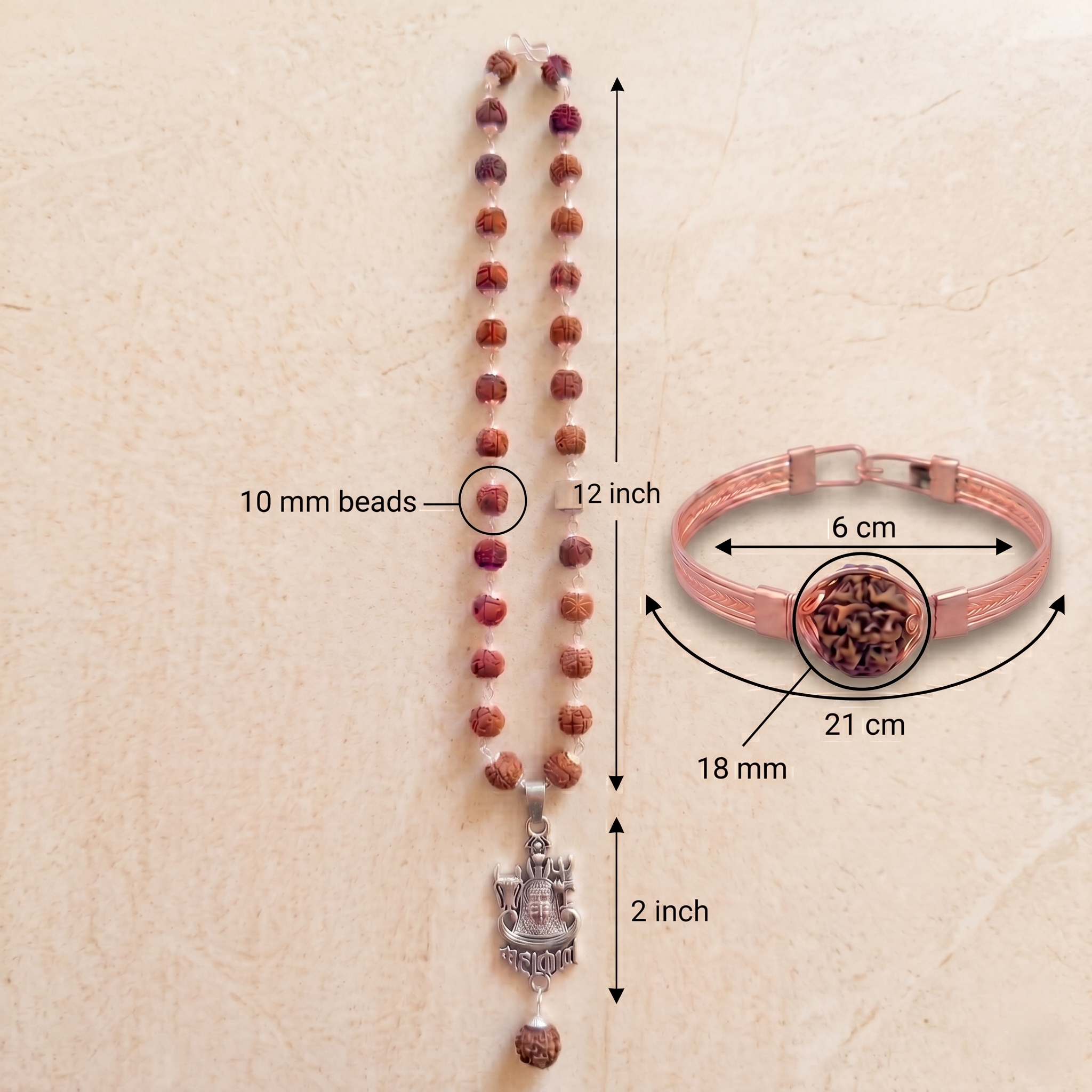 Rudraksha (Silver capped) linga mahakal mala & Kada combo