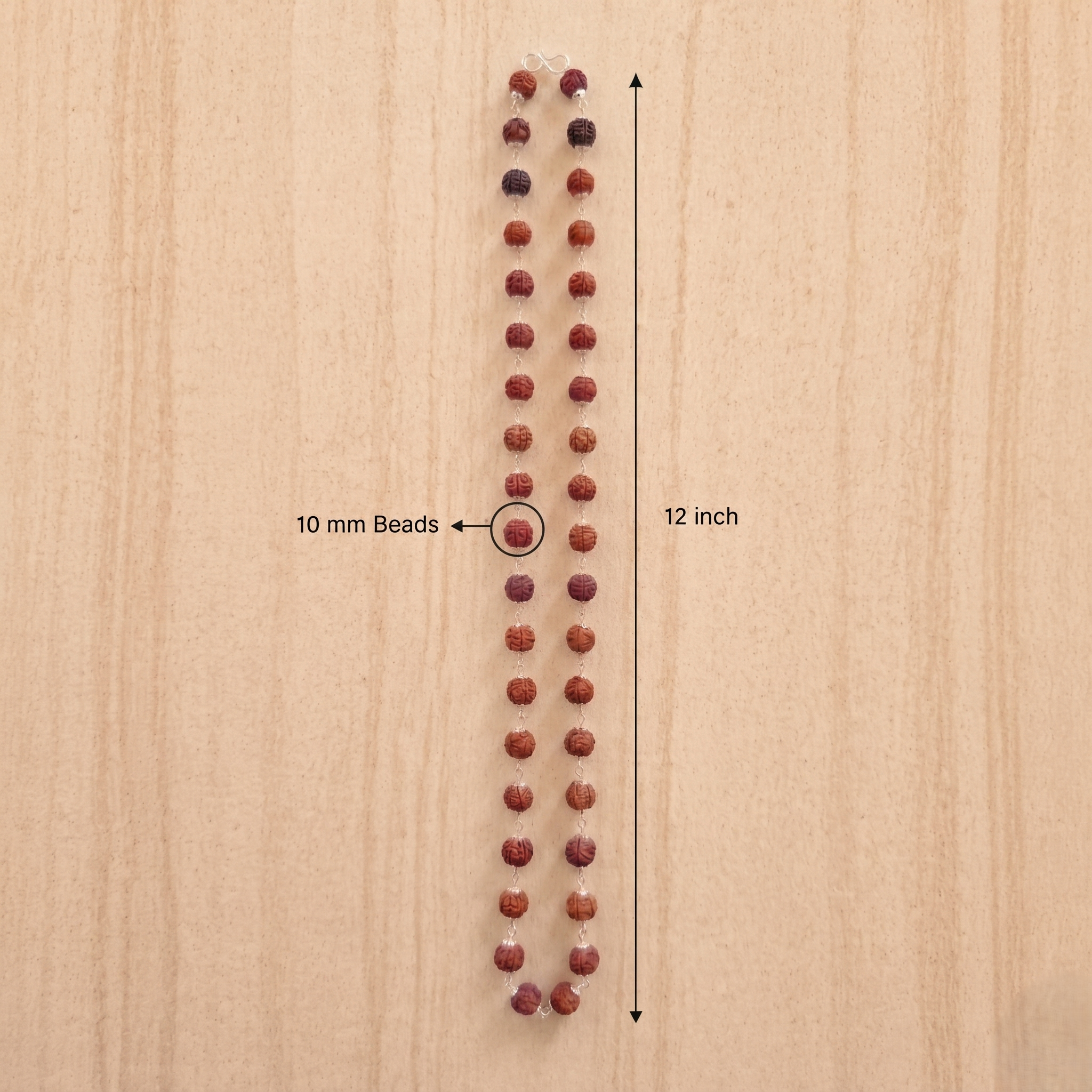 Silver Capped Rudraksha Mala ( Lab Certified)