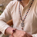 Silver Capped Karungali & Rudraksha Mala & Linga Mahakal Pendent With Kada Combo