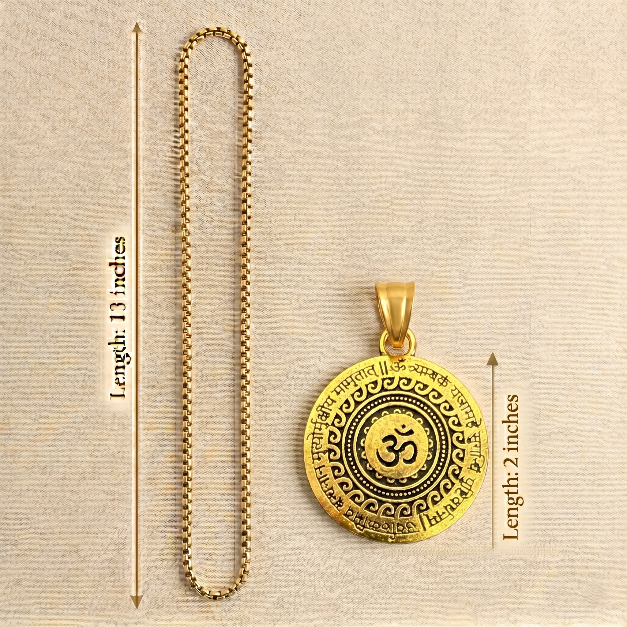 Gold Chain with Om Mahamrityunjaya Pendant