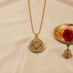 Gold Chain with Hanuman ji Face Round Gold Pendant