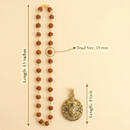 Golden Capped Rudraksha Mala with Hanuman Ji Face Round Pendant