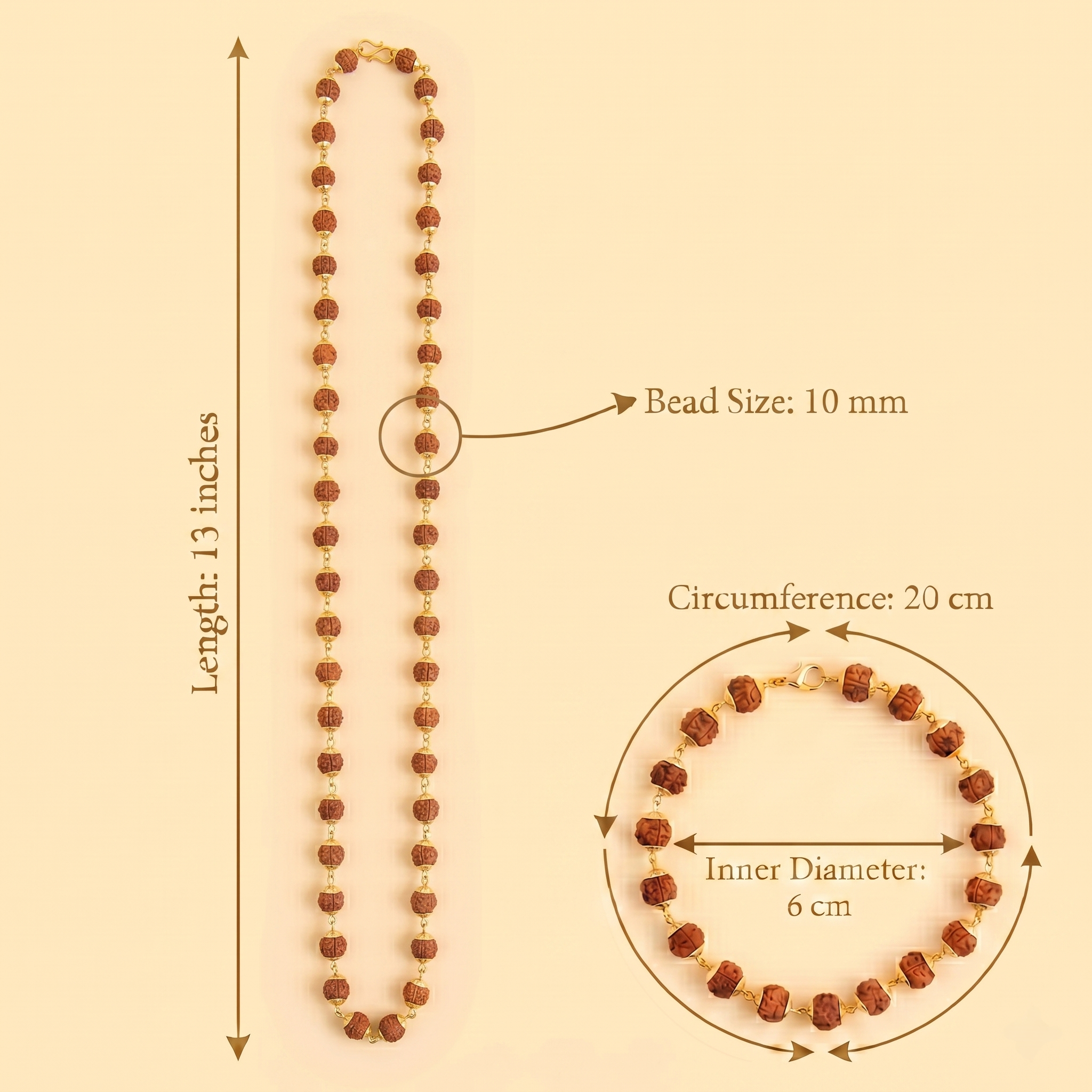 Golden Capped Rudraksha Mala & Golden Rudraksha Bracelet Combo