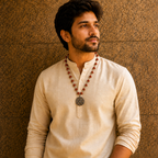 Rudraksha Silver-Capped Mala with Hanuman Dhyan Chakra Pendant