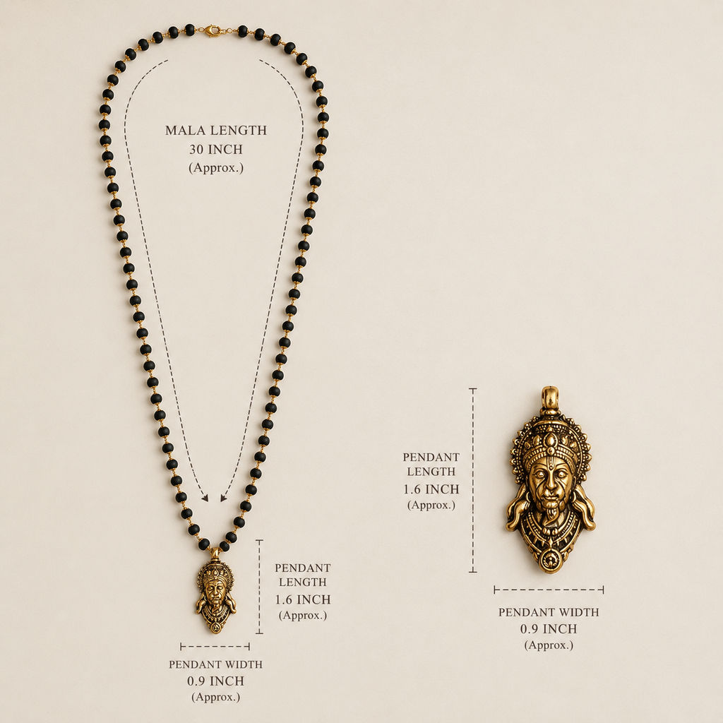 Karungali Gold-Capped Mala with Hanuman Ji Face Pendant