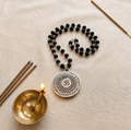 Karungali Silver Capped Mala with Om Mahamrityunjaya Pendant