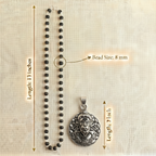 Karungali Silver Capped Mala with Hanuman Ji Face Round Silver Pendant & Karungali Damru Bracelet Combo
