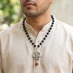 Karungali Silver Capped Om Trishul Mala