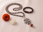 Karungali Silver Capped Om Trishul Mala & Karungali Damru Rudraksha Bracelet Combo