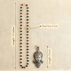 Karungali & Rudraksha Silver Capped with Hanuman Ji Face Pendant