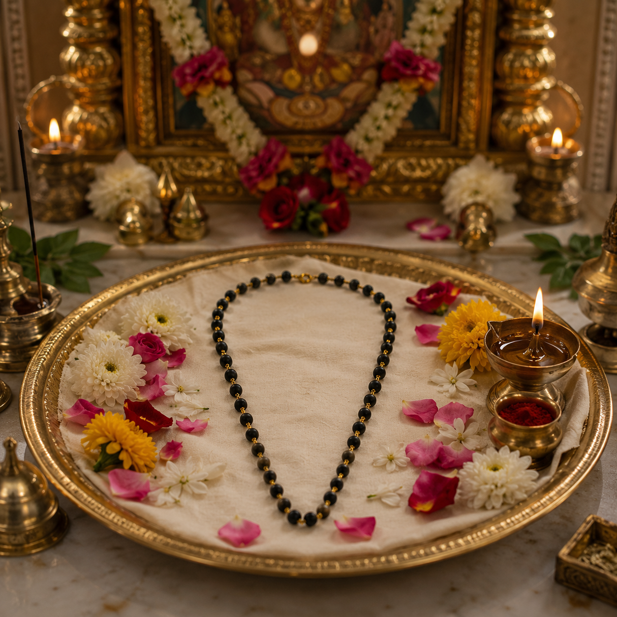 Gold-Capped Karungali Mala