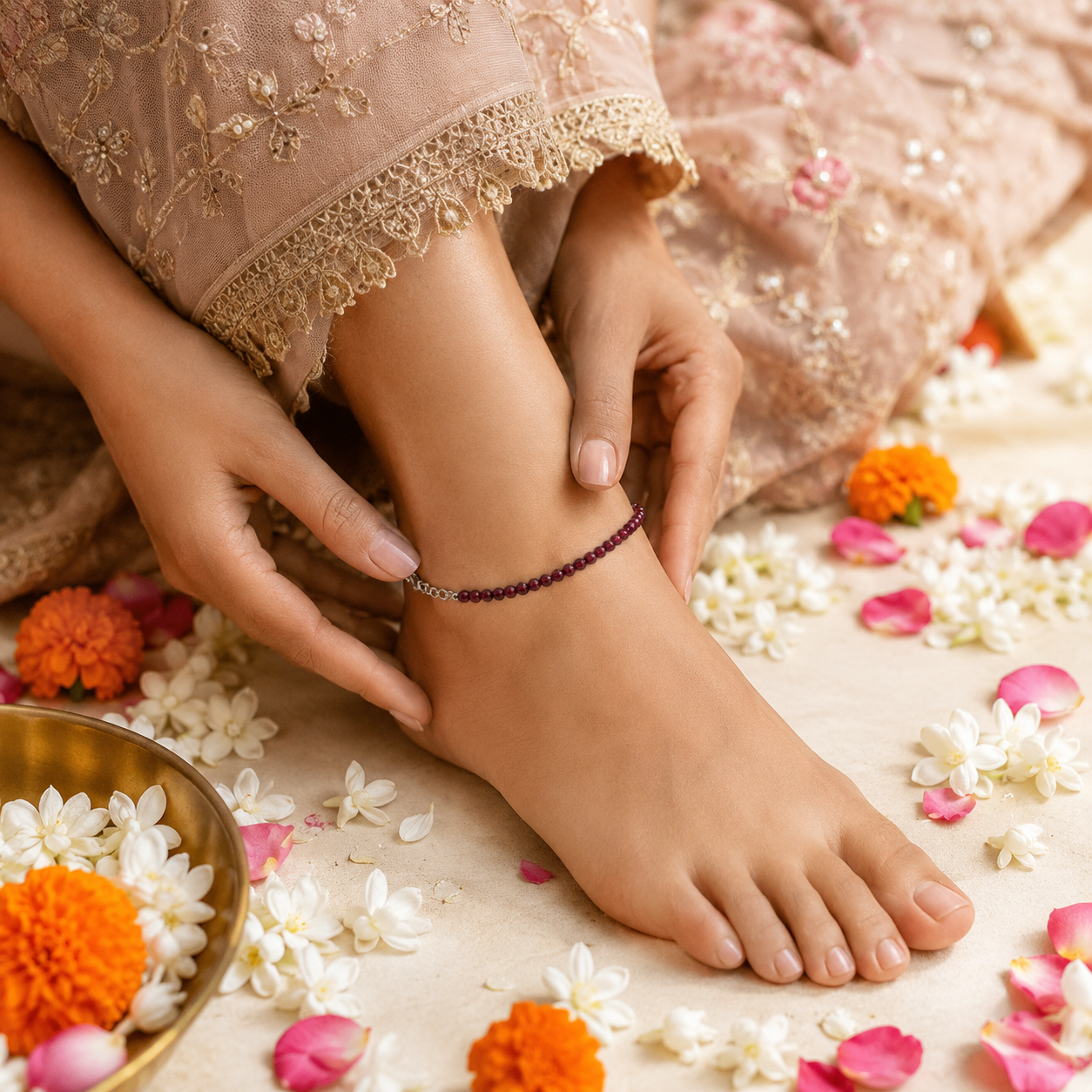 Energy & Confidence – Garnet Anklet