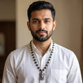 Karungali Silver-Capped Mala with Mahakal Pendant