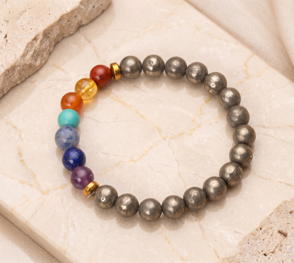 Pyrite 7 Chakra Bracelet