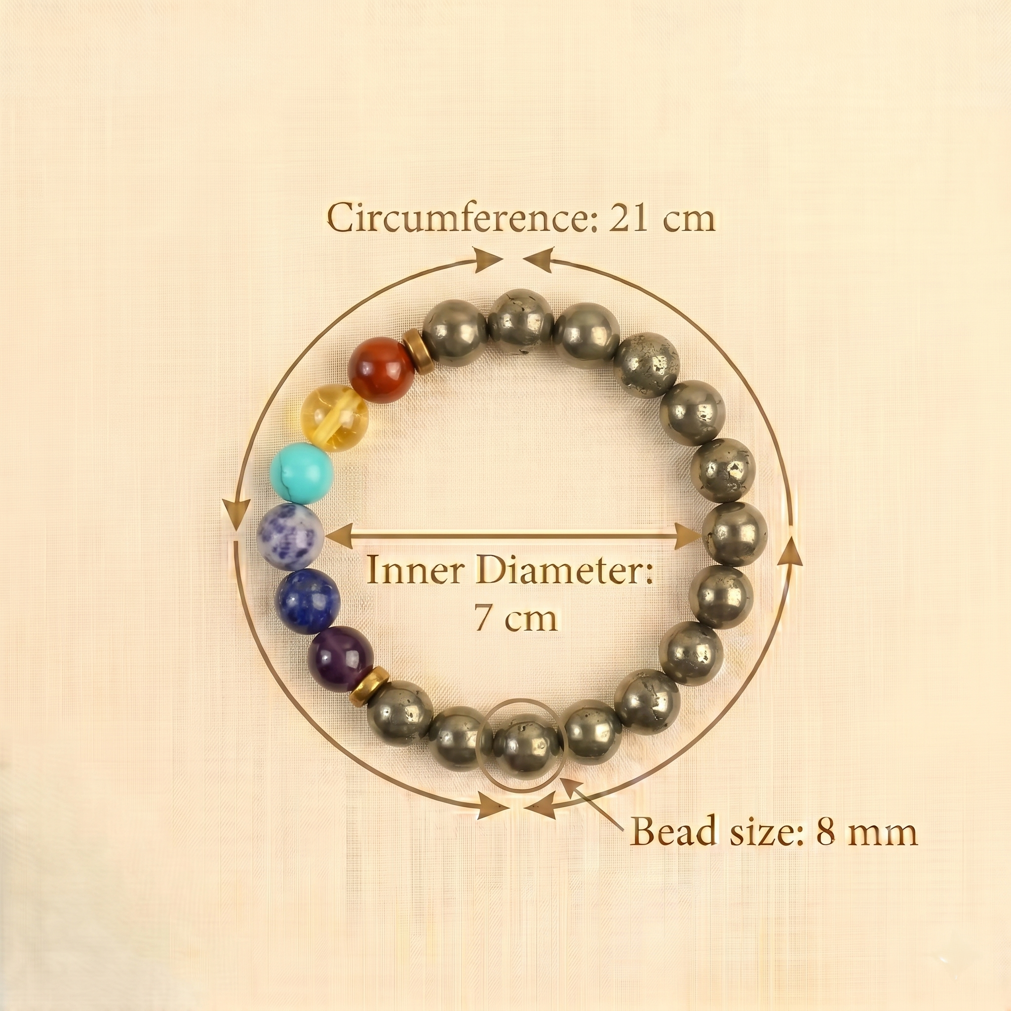 Pyrite 7 Chakra Bracelet