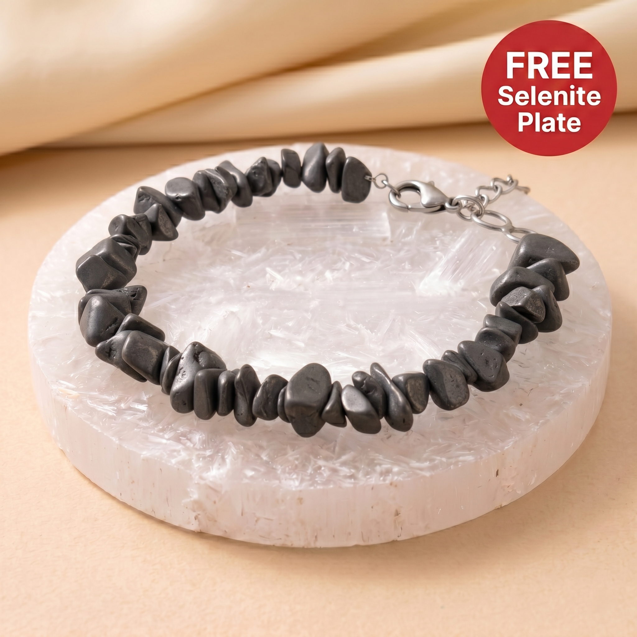 Pyrite Stone Splash Bracelet with FREE Selenite Plate