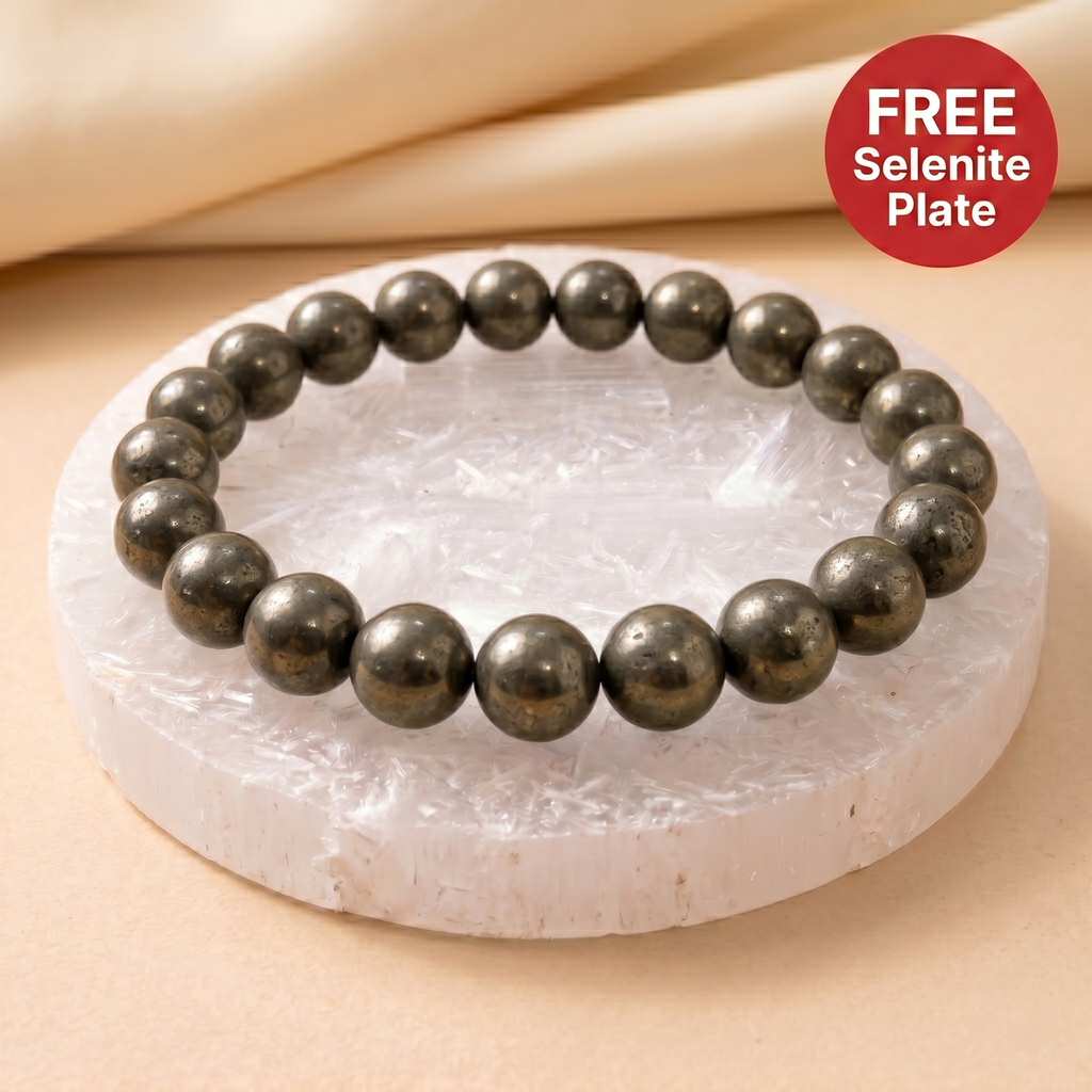 Raw Pyrite Bracelet with FREE Selenite Plate