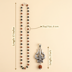Silver Capped Karungali Rudraksha Mala & Karungali Damru Bracelet Combo