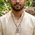 Silver Capped Rudraksha Mala with Hanuman ji Dhyan Pendant
