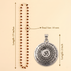 Silver Capped Rudraksha Mala with Om Mahamrityunjaya Pendant & Karungali Damru Bracelet Combo