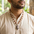 Silver Capped Rudraksha Mala with Hanuman Ji Face Pendant