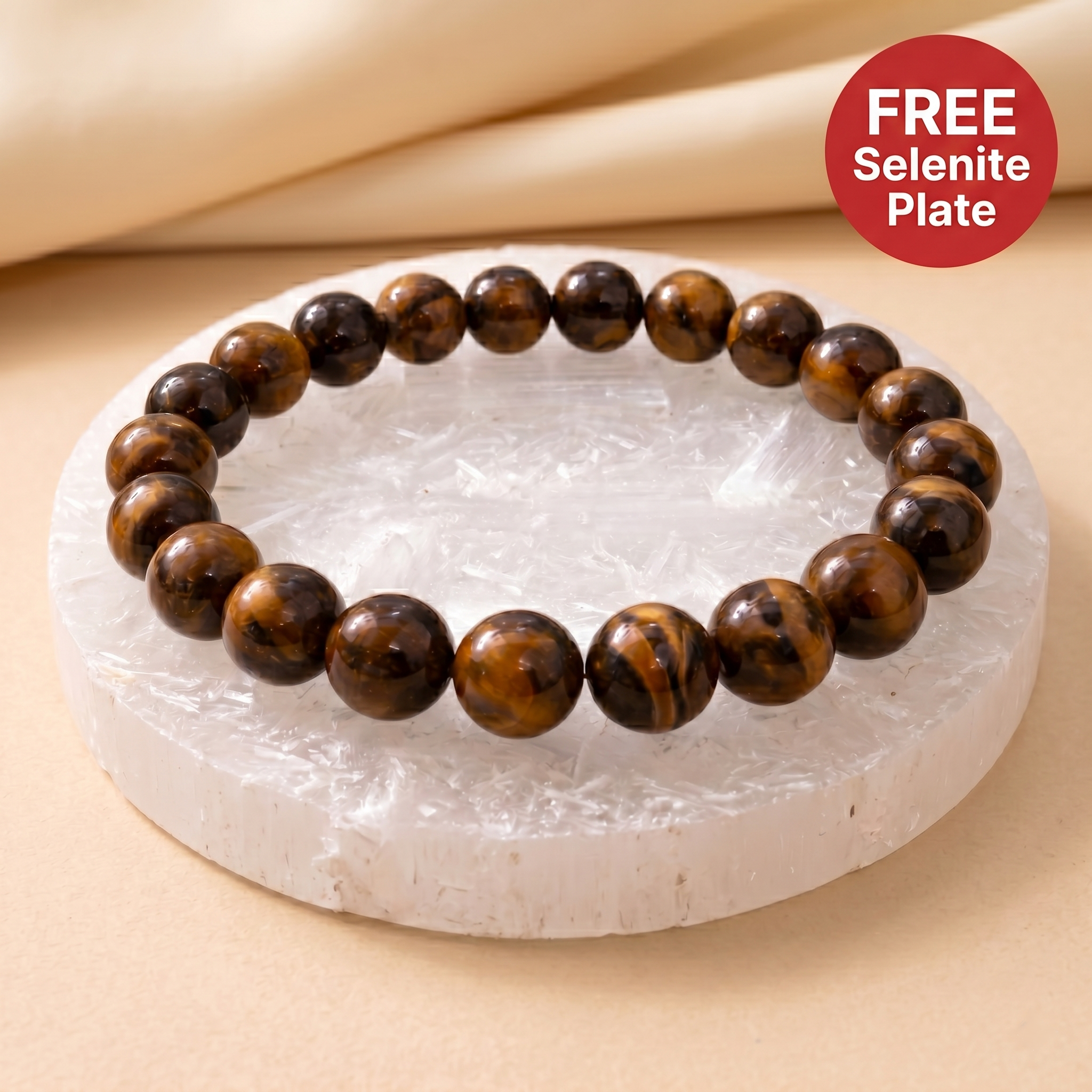 Tiger's Eye Bracelet with FREE Selenite Plate