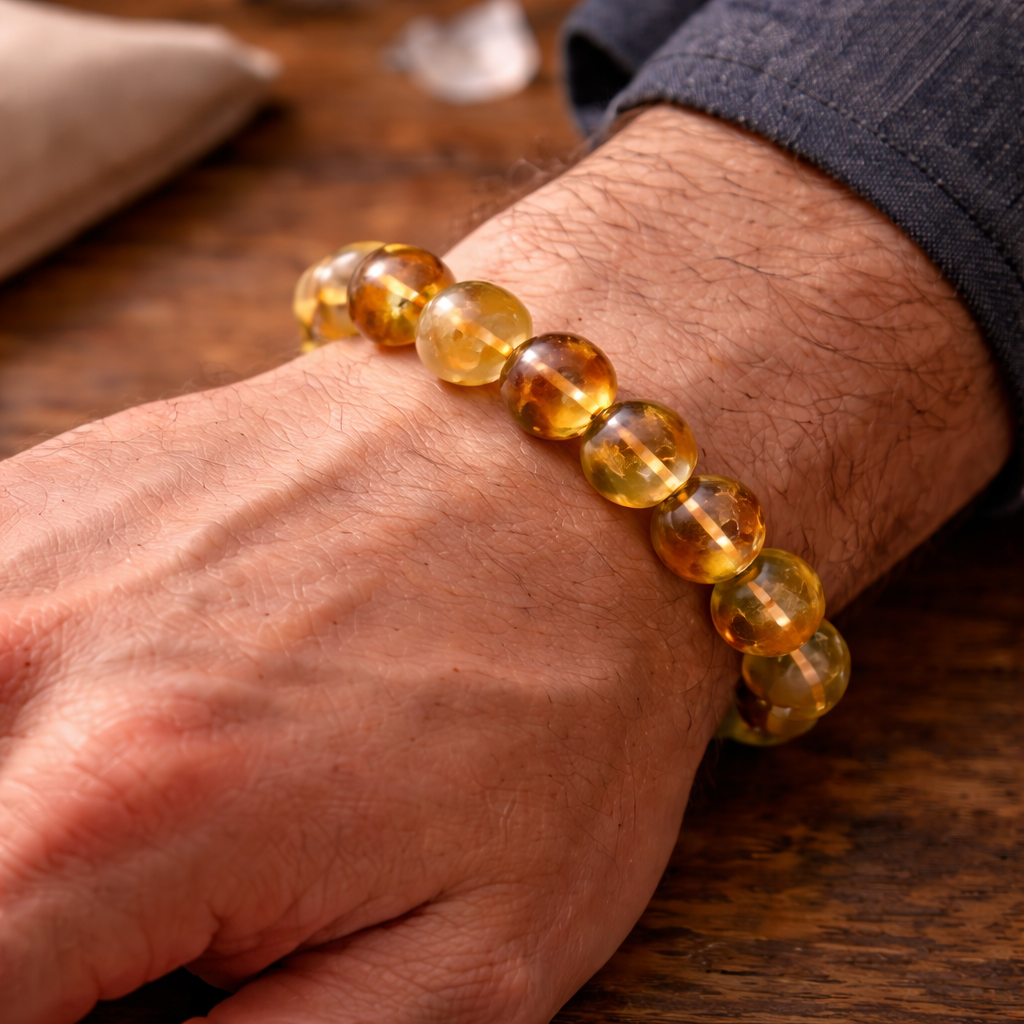 Premium Citrine Bracelet 12mm Beads - Lab Certified