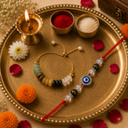 Evil Eye & Om Rakhi for Bhai and Money Magnet Splash Stone Bracelet Rakhi for Bhabhi
