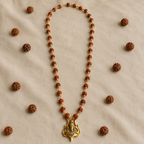 Rudraksha Gold-Capped Mala with Shiv Ji Trishul Pendant