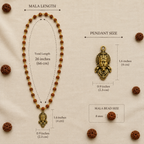 Rudraksha Gold-Capped Mala with Hanuman Ji Face Pendant