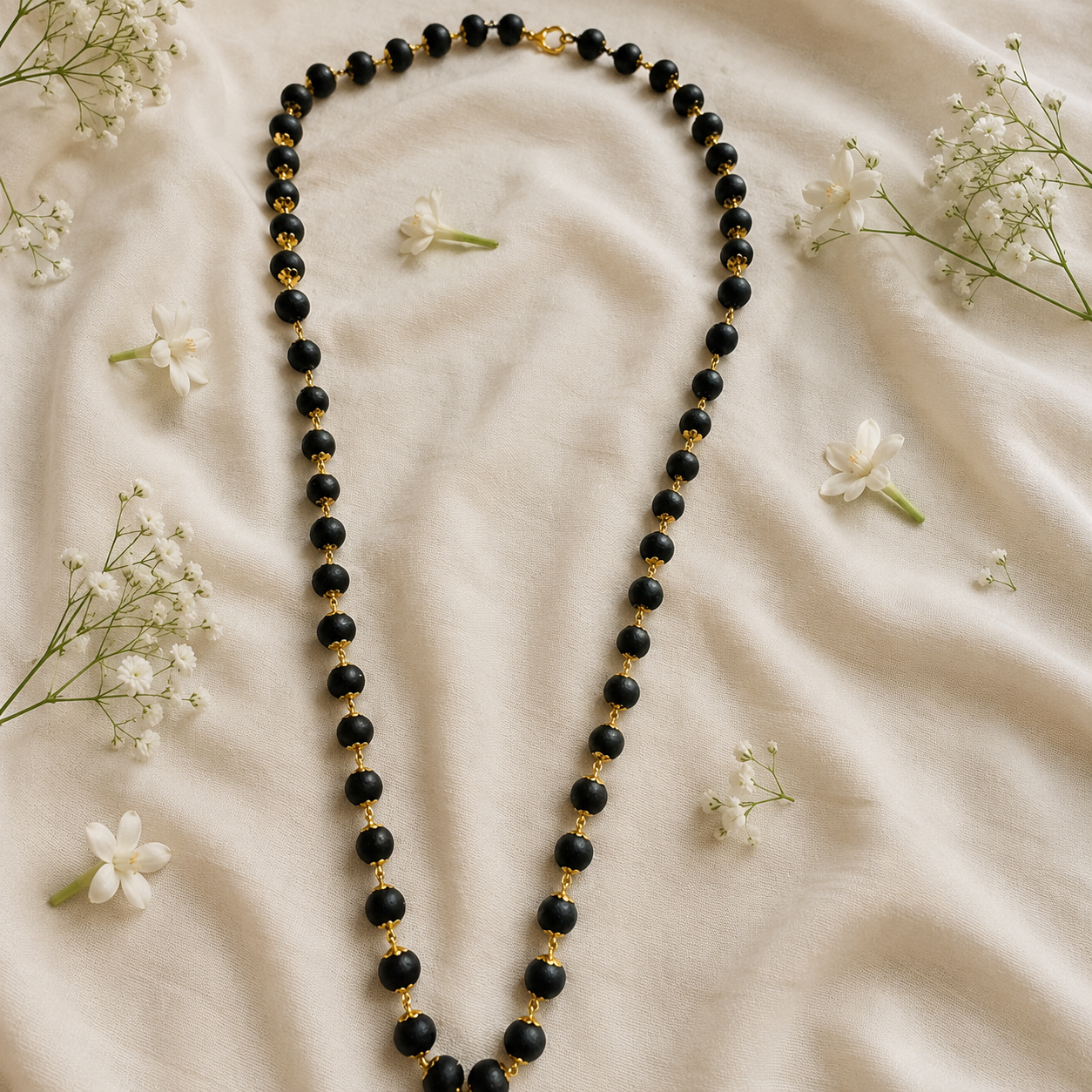 Gold-Capped Karungali Mala