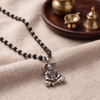 Karungali Silver Capped Mala with Hanuman ji Dhyan Pendant