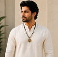 Karungali Gold-Capped Mala with Shiv Ji Trishul Pendant