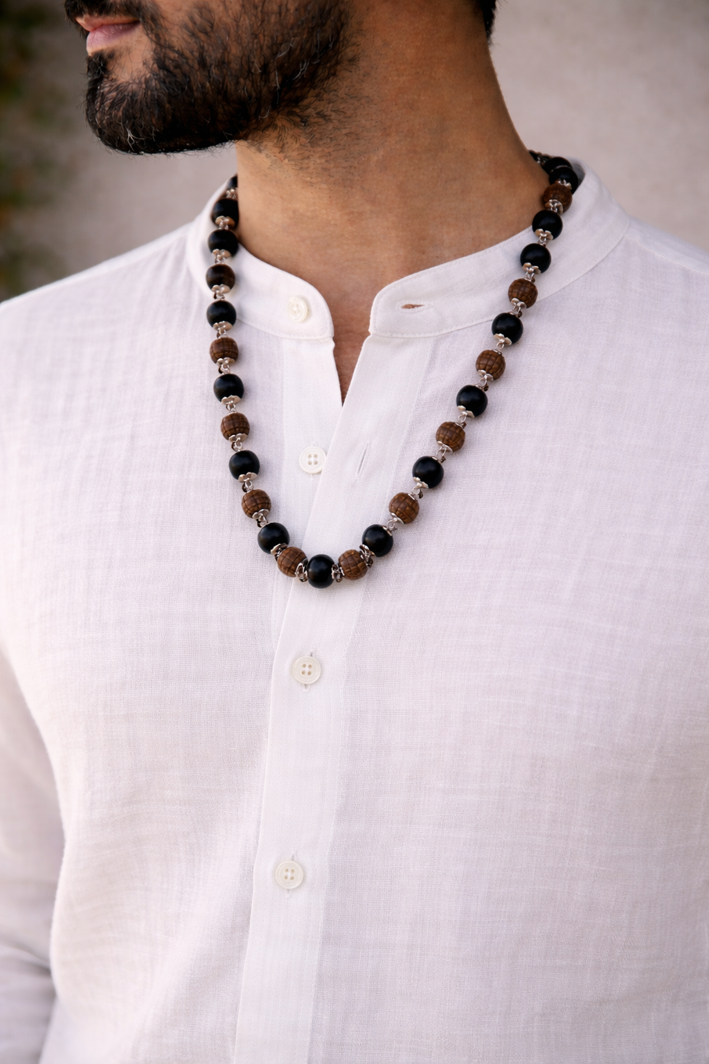 Rudraksha & Karungali Divya Mala with Silver Capping