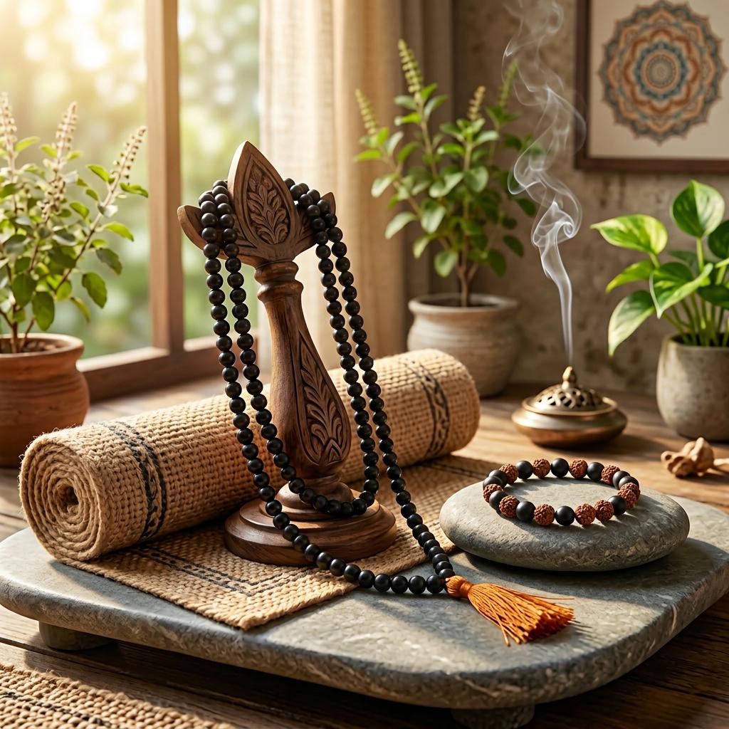 Karungali 108+1 Beads Mala & Rudraksha+Karungali Bracelet Combo