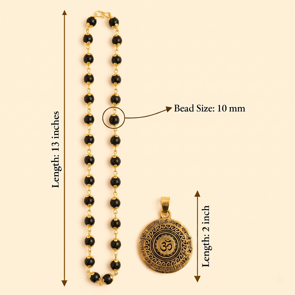 Karungali Gold Capped Mala with Om Mahamrityunjaya Pendant & Karungali Damru Bracelet Combo