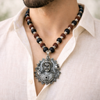 Murgan Kavach : Karungali & Rudraksha Malai with Murgan Face Pendent